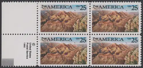 USA Michel 2111 / Scott 2512 postfrisch BLOCK RÄNDER links m/ copyright symbol - Amerika: Die Natur zur Zeit der Entdeckung; Grand Canyon