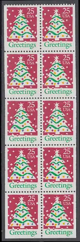 USA Michel 2115D / Scott 2516a postfrisch MARKENHEFTCHEN-BLATT(10) - Weihnachten: Weihnachtsbaum