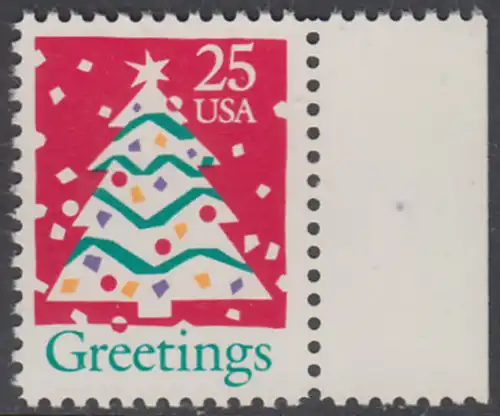 USA Michel 2115 / Scott 2515 postfrisch EINZELMARKE RAND rechts - Weihnachten: Weihnachtsbaum