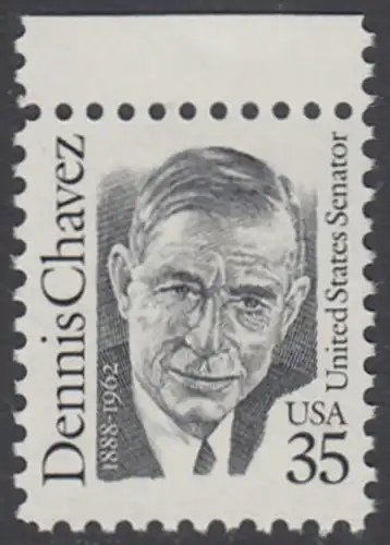 USA Michel 2124 / Scott 2186 postfrisch EINZELMARKE RAND oben - Amerikanische Persönlichkeiten: Dennis Chavez (1888-1962), Senator