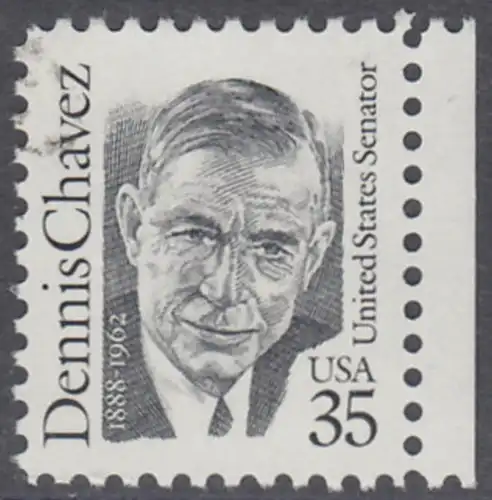 USA Michel 2124 / Scott 2186 postfrisch EINZELMARKE RAND rechts - Amerikanische Persönlichkeiten: Dennis Chavez (1888-1962), Senator