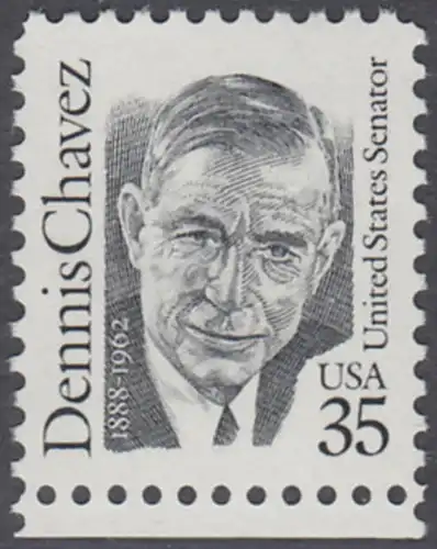 USA Michel 2124 / Scott 2186 postfrisch EINZELMARKE RAND unten - Amerikanische Persönlichkeiten: Dennis Chavez (1888-1962), Senator