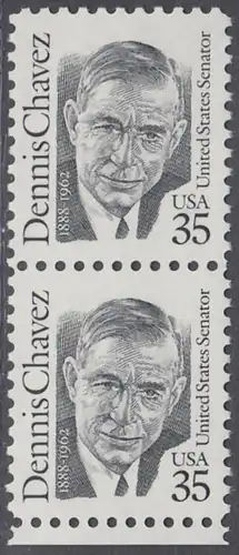 USA Michel 2124 / Scott 2186 postfrisch vert.PAAR RAND unten - Amerikanische Persönlichkeiten: Dennis Chavez (1888-1962), Senator