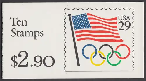 USA Michel 2129 / Scott 2528 postfrisch Markenheftchen(10) - Flagge, Olympische Ringe