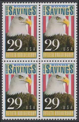 USA Michel 2131 / Scott 2534 postfrisch BLOCK - 50 Jahre Amerikanische Bundesobligationen: Weißkopfseeadler, Flagge