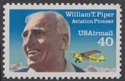 USA Michel 2135A / Scott C129 postfrisch EINZELMARKE - Luftpostmarke: Flugpioniere, William T. Piper (1881-1970), Flugzeugkonstrukteur; Piper J-3 Cub