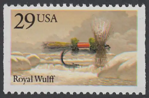 USA Michel 2140 / Scott 2545 postfrisch EINZELMARKE (aus MH) - Künstliche Fliegen als Angelhaken: Royal Wulff
