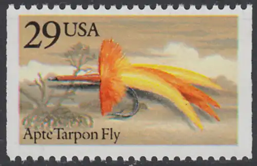 USA Michel 2142 / Scott 2547 postfrisch EINZELMARKE (aus MH) - Künstliche Fliegen als Angelhaken: Apte Tarpon Fly