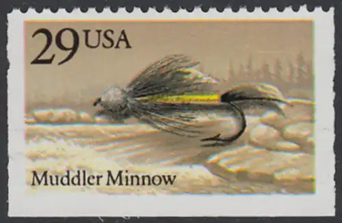USA Michel 2144 / Scott 2549 postfrisch EINZELMARKE (aus MH) - Künstliche Fliegen als Angelhaken: Muddler Minnow