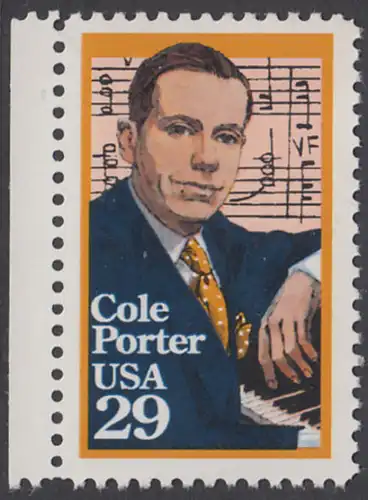 USA Michel 2146 / Scott 2550 postfrisch EINZELMARKE RAND links - 100. Geburtstag von Cole Porter  (1891-1964), Komponist