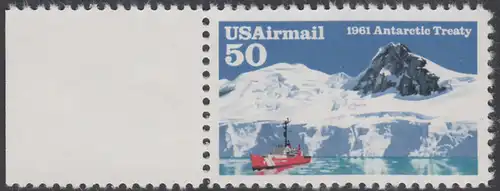 USA Michel 2148 / Scott C130 postfrisch EINZELMARKE RAND links - Luftpostmarke: 30 Jahre Antarktis-Vertrag; Eisbrecher Glacier im McMurdo-Sund, Ross-Insel