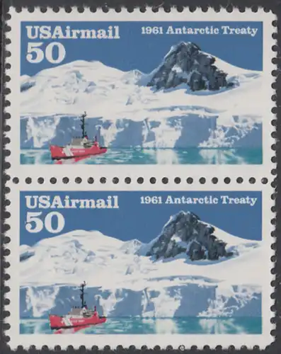 USA Michel 2148 / Scott C130 postfrisch vert.PAAR - Luftpostmarke: 30 Jahre Antarktis-Vertrag; Eisbrecher Glacier im McMurdo-Sund, Ross-Insel