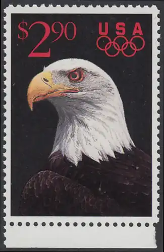 USA Michel 2154 / Scott 2540 postfrisch EINZELMARKE RAND unten - Schnellpostmarke: Weißkopfseeadler; olympische Ringe
