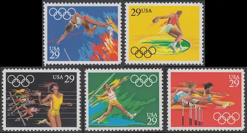 USA Michel 2155-2159 / Scott 2553-2557 postfrisch SATZ(5) EINZELMARKEN (a1) - Olympische Sommerspiele 1992, Barcelona