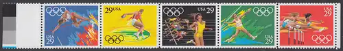 USA Michel 2155-2159 / Scott 2553-2557 postfrisch horiz.STRIP(5) RAND links (a3) - Olympische Sommerspiele 1992, Barcelona