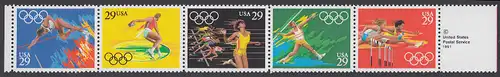 USA Michel 2155-2159 / Scott 2553-2557 postfrisch horiz.STRIP(5) RAND links m/ copyright symbol - Olympische Sommerspiele 1992, Barcelona