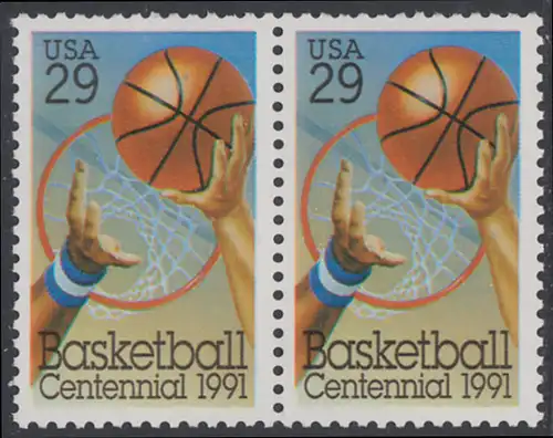 USA Michel 2162 / Scott 2560 postfrisch horiz.PAAR - 100 Jahre Basketball: Korbwurf