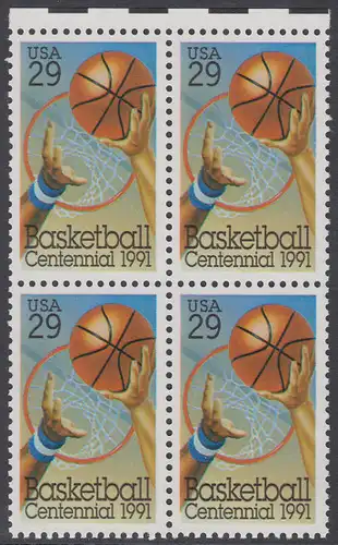 USA Michel 2162 / Scott 2560 postfrisch BLOCK RÄNDER oben (a1) - 100 Jahre Basketball: Korbwurf