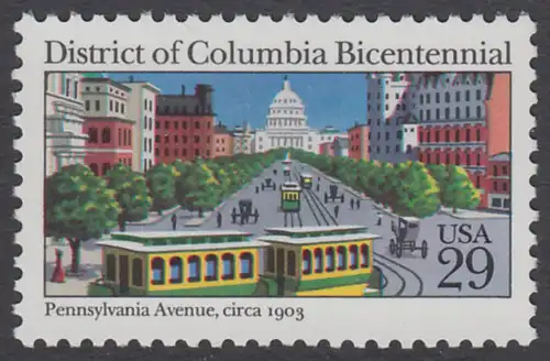 USA Michel 2179 / Scott 2561 postfrisch EINZELMARKE - 200 Jahre District of Columbia: Kapitol und Pennsylvania Avenue, Washington (1903) 