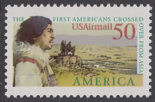 USA Michel 2193 / Scott C131 postfrisch EINZELMARKE - Luftpostmarke: Amerika; Entdeckungsreisen - Die ersten Einwanderer an der Bering-Landverbindung zwischen Asien und Amerika