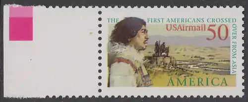 USA Michel 2193 / Scott C131 postfrisch EINZELMARKE RAND links (a2) - Luftpostmarke: Amerika; Entdeckungsreisen - Die ersten Einwanderer an der Bering-Landverbindung zwischen Asien und Amerika