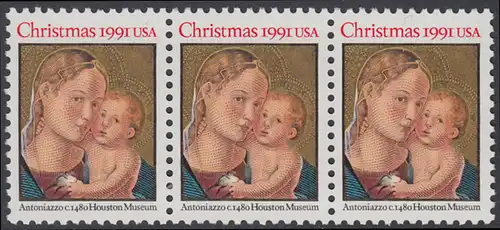 USA Michel 2194 / Scott 2578 postfrisch horiz.STRIP(3) - Weihnachten: Madonna mit Kind