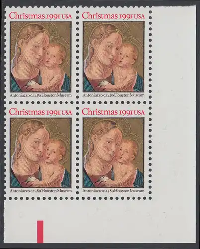 USA Michel 2194 / Scott 2578 postfrisch BLOCK ECKRAND unten rechts - Weihnachten: Madonna mit Kind