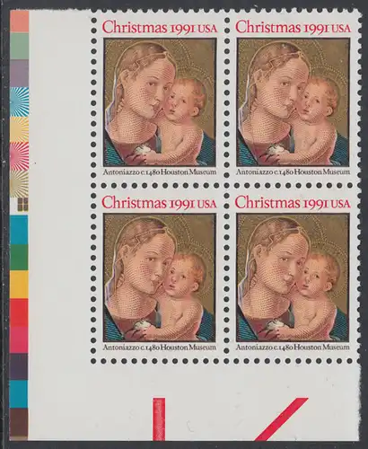 USA Michel 2194 / Scott 2578 postfrisch BLOCK ECKRAND unten links - Weihnachten: Madonna mit Kind