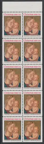 USA Michel 2194D / Scott 2578a postfrisch Markenheftchenblatt(10) - Weihnachten: Madonna mit Kind