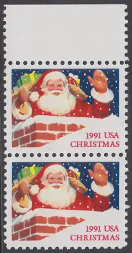 USA Michel 2195A / Scott 2579 postfrisch vert.PAAR RAND oben - Weihnachten: Santa Claus