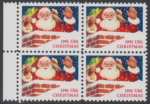 USA Michel 2195A / Scott 2579 postfrisch BLOCK RÄNDER links - Weihnachten: Santa Claus