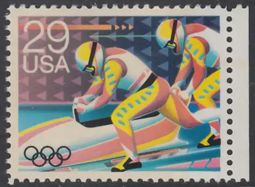 USA Michel 2206 / Scott 2615 postfrisch EINZELMARKE RAND rechts - Olympische Winterspiele, Albertville: Zweierbob