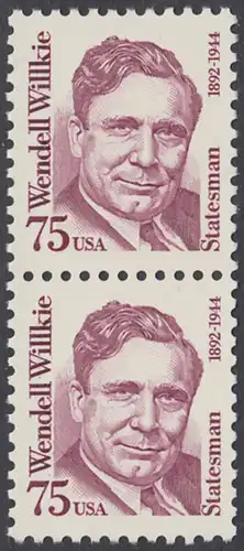 USA Michel 2210 / Scott 2192 postfrisch vert.PAAR - Amerikanische Persönlichkeiten: Wendell Willkie (1892-1944), Präsidentschaftskandidat 1940