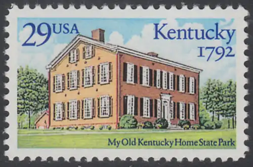 USA Michel 2240 / Scott 2636 postfrisch EINZELMARKE - 200 Jahre Staat Kentucky: Old Kentucky Home State Park, Bordstown