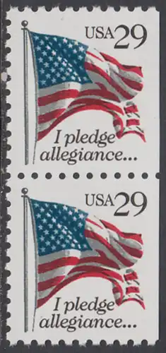 USA Michel 2314D / Scott 2593 postfrisch vert.PAAR (rechts ungezähnt) - Flagge, Textanfang des Treuegelöbnisses