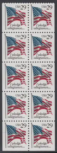 USA Michel 2314D / Scott 2593a postfrisch Markenheftchenblatt(10) - Flagge, Textanfang des Treuegelöbnisses
