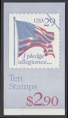 USA Michel 2314D / Scott 2593a postfrisch Markenheftchen(10) - Flagge, Textanfang des Treuegelöbnisses