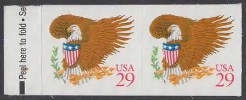 USA Michel 2319 / Scott 2597 postfrisch horiz.PAAR - Wappenadler; Adler mit Wappenschild (Cent in rot)