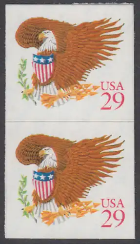 USA Michel 2319 / Scott 2597 postfrisch vert.PAAR (a1) - Wappenadler; Adler mit Wappenschild (Cent in rot)