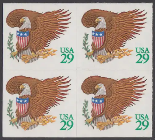 USA Michel 2320 / Scott 2596 postfrisch BLOCK - Wappenadler; Adler mit Wappenschild (Cent in grün)