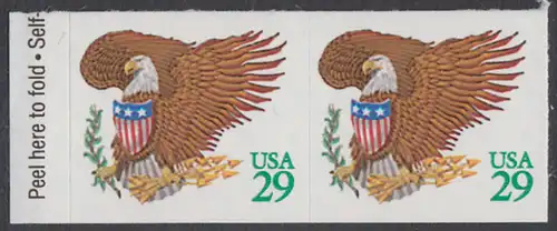 USA Michel 2320 / Scott 2596 postfrisch horiz.PAAR (a3) - Wappenadler; Adler mit Wappenschild (Cent in grün)