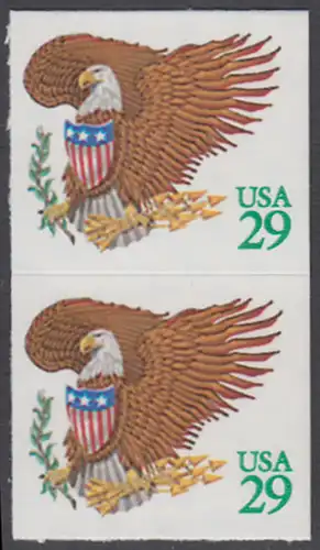 USA Michel 2320 / Scott 2596 postfrisch vert.PAAR (a2) - Wappenadler; Adler mit Wappenschild (Cent in grün)