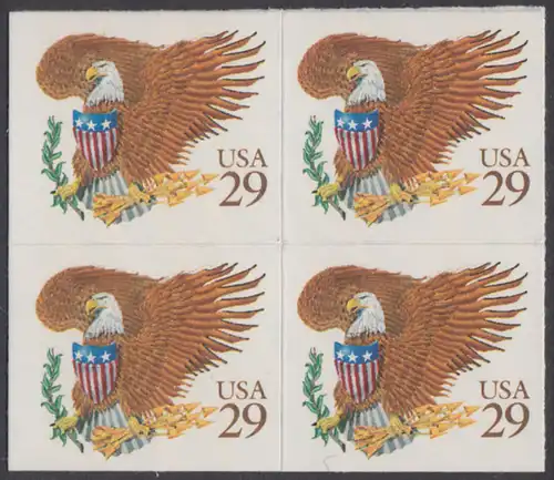 USA Michel 2321 / Scott 2595 postfrisch BLOCK - Wappenadler; Adler mit Wappenschild (Cent in gold)