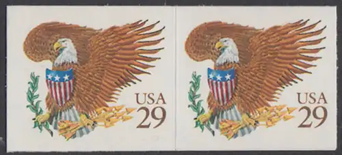 USA Michel 2321 / Scott 2595 postfrisch horiz.PAAR (a1) - Wappenadler; Adler mit Wappenschild (Cent in gold)