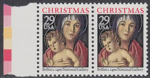 USA Michel 2328A / Scott 2710 postfrisch horiz.PAAR RAND links - Weihnachten: Maria mit Kind