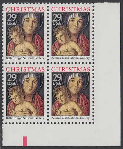 USA Michel 2328A / Scott 2710 postfrisch BLOCK ECKRAND unten rechts - Weihnachten: Maria mit Kind
