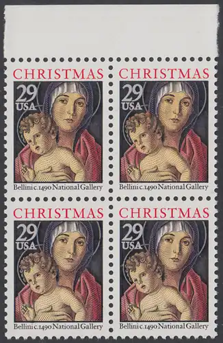 USA Michel 2328A / Scott 2710 postfrisch BLOCK RÄNDER oben (a1) - Weihnachten: Maria mit Kind