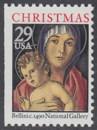 USA Michel 2328D / Scott 2710a postfrisch EINZELMARKE (links ungezähnt) - Weihnachten: Maria mit Kind
