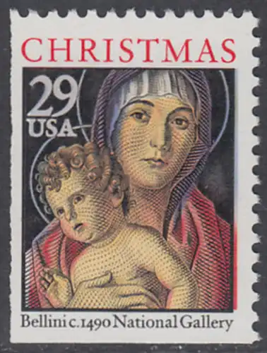USA Michel 2328D / Scott 2710a postfrisch EINZELMARKE (links & unten ungezähnt) - Weihnachten: Maria mit Kind
