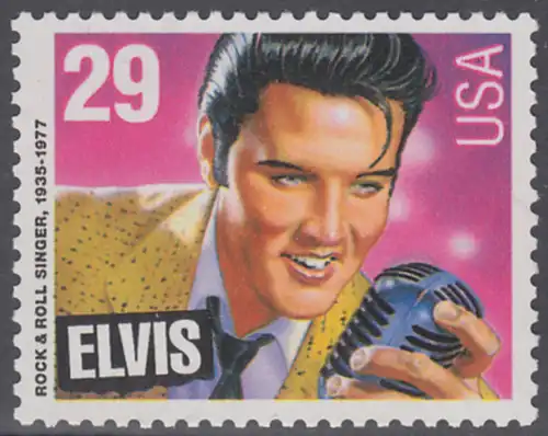 USA Michel 2336 / Scott 2721 postfrisch EINZELMARKE - Amerikanische Musikgeschichte: Elvis Presley (1935-1977), Rocksänger und Gitarrist